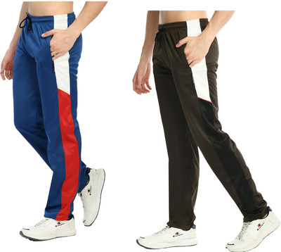 KAVYA Colorblock Men Brown, Blue Track Pants