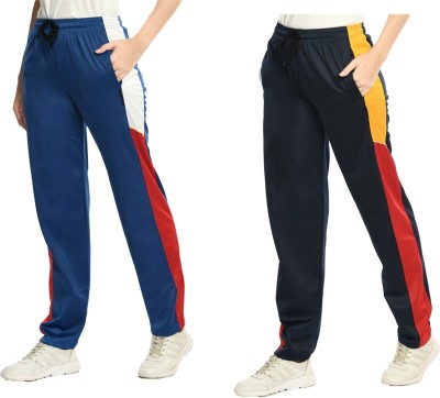 Indistar Colorblock Women Multicolor, Blue Track Pants