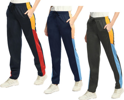 Indistar Colorblock Women Grey, Dark Blue, Multicolor Track Pants