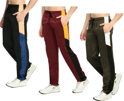 Indistar Colorblock Men Green, Black, Maroon Track Pants