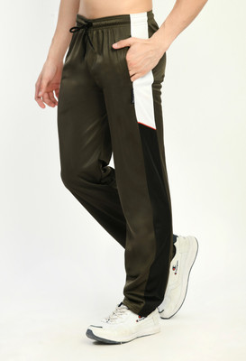 Indistar Colorblock Men Dark Green Track Pants