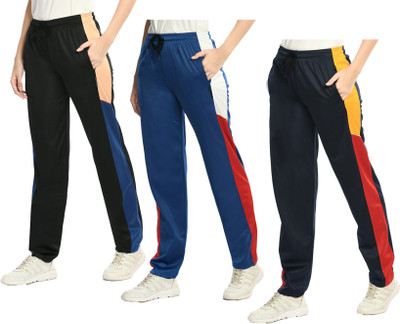 Indistar Colorblock Women Multicolor, Blue, Black Track Pants