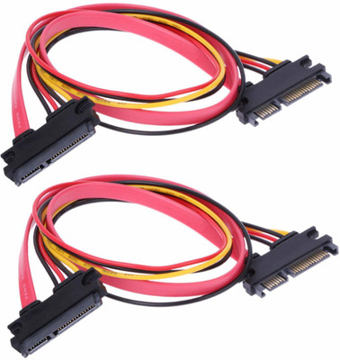 LipiWorld  TV-out Cable (Pack Of 2) 22Pin (7+15) Male to Female SATA Power Cable Serial ATA Data Power(Red&Black, For Computer)