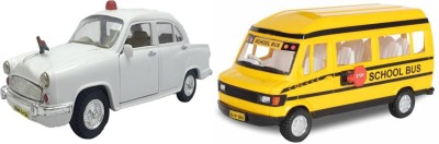 centy VIP Ambassador Car And TMP School Bus - Pull Back Toy - (Pack of 2, Multicolor)(Multicolor)