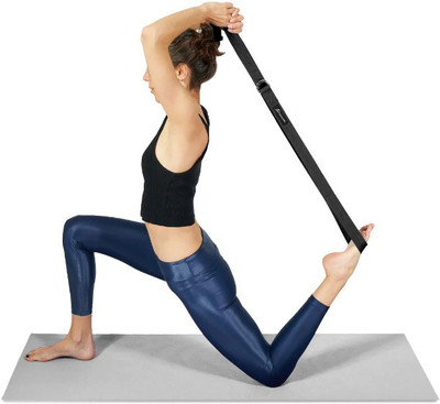 GymWar 8 Feet Yoga Belt for Women & Men Yoga Strap for Stretching Cotton Yoga Strap(Black)