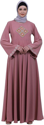 BT - Being Traditional Nida Matte Self Design Abaya(Pink)