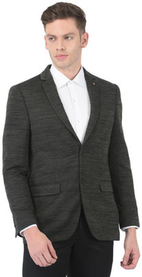 TURTLE Self Design Single Breasted Formal Men Blazer(Grey)