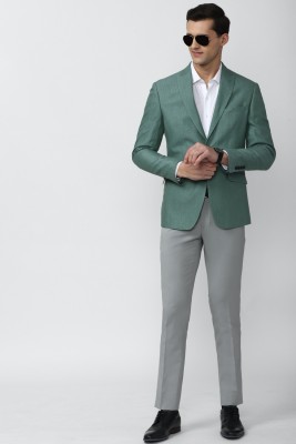 PETER ENGLAND Self Design Single Breasted Formal Men Blazer(Green)