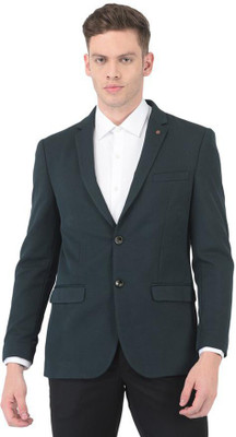 TURTLE Solid Single Breasted Formal Men Blazer(Blue)