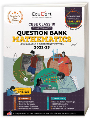 Educart CBSE Class 10 MATHEMATICS New Question Bank Book For 2022-23 (Includes Past Years, Latest Syllabus and Pattern 2022) Edubook(English, Paperback, unknown)
