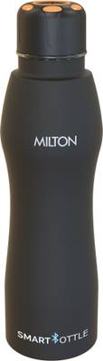 MILTON Smart Stainless Steel Water Bottle, Black | Leak Proof | Smart Lid 880 ml Bottle