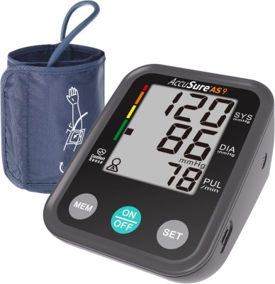 AccuSure AS9 Automatic + Advance Feature Blood Pressure Monitoring System for measuring BP AS9 Bp Monitor(Dark Grey)