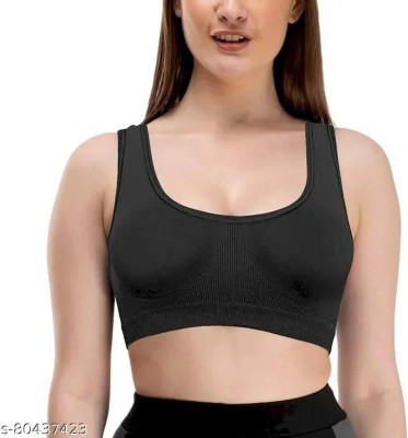 Teja shyam best quality lycra cotton sports bra for girls and women Women Sports Non Padded Bra(Black)