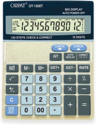 ORPAT Check and Correct Desktop Calculators OT-1500T 555 Grey Basic  Calculator(12 Digit)