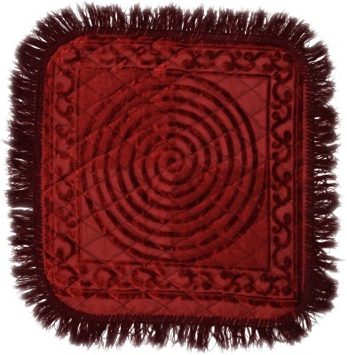 Flipkart SmartBuy Maroon Velvet Area Rug(2 ft,  X 2 ft, Square)