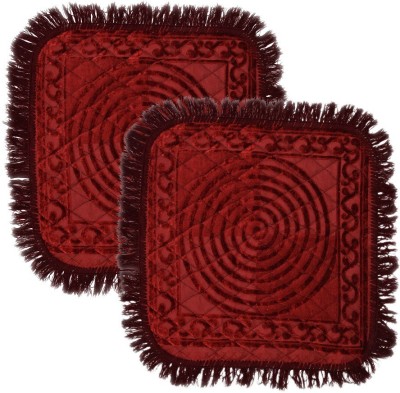 RRC Maroon Velvet Area Rug(2 ft,  X 2 ft, Square)