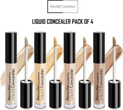 RONZILLE High Definition Pro Liquid Concealer and Contour Pack of 4 ( Medium Beige, Granola, Sand Sable, Hazelnut) ( 9 Gm each) Concealer(Medium Beige, Sand Sable, Granola, Hazelnut, 36 g)