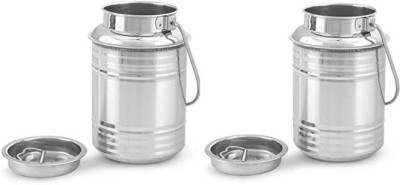 Sonanshi Steel Milk Container  - 1 L(Pack of 2, Silver)