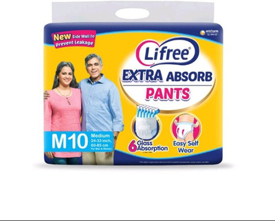 LIFREE EXTRA ABSORB PANTS Adult Diapers - M(10 Pieces)