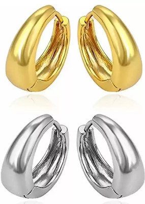 IGA COLLECTION Stylish Kaju Bali Shaped Gold Plated Hoop Earring (2 Pair) Metal Hoop Earring