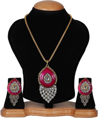 Darsha Collections Alloy Gold-plated Pink Jewellery Set(Pack of 1)