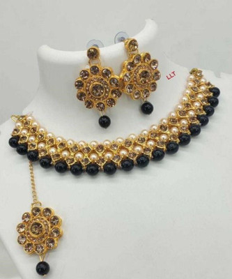 vaishnavi imitation Alloy Gold-plated Black Jewellery Set(Pack of 1)