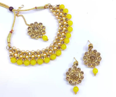 shivay Crystal Yellow Jewellery Set(Pack of 1)