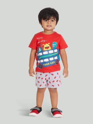 Zalio Baby Boys Casual T-shirt Shorts(Red/Grey)