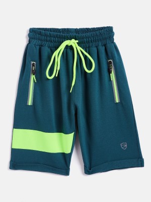 DUKE Short For Boys Casual Colorblock Cotton Blend(Green, Pack of 1)