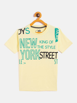 DUKE Boys Printed Cotton Blend Regular T Shirt(Yellow, Pack of 1)