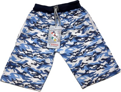 V SWAG Short For Boys Casual Printed Pure Cotton(Blue, Pack of 1)