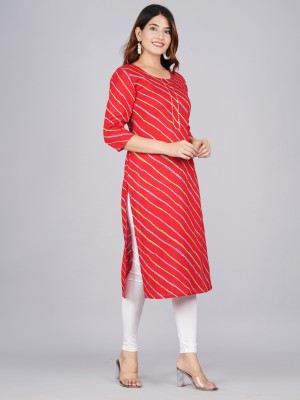 RANILA Women Leheriya A-line Kurta(Blue, Light Green, Red)