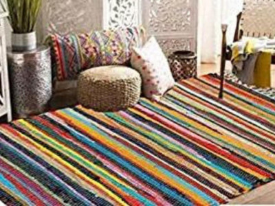 Dsom Cotton Floor Mat(Multicolor, Large)