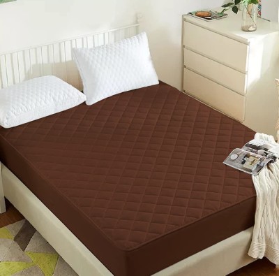ITAJ Fitted Queen Size Stretchable, Waterproof Mattress Cover(Brown)