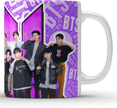 Unbounded Company BTS Members With Logo & Text Pattern White Ceramic Coffee Mug(325 ml)