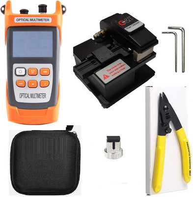 Techtest Optical Power Meter with VFL 1MW and 3Hole Fiber Stripper Fiber Cleaver Tool Kit Digital Multimeter(Orange 2000 Counts)