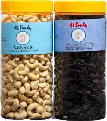 41 foods Dry fruits combo pack of Cashews Black Raisins | Kala Kishmish Kaju 300 GM Raisins, Cashews(2 x 150 g)