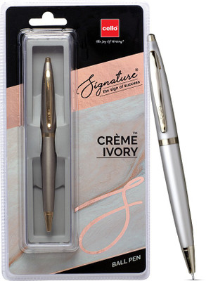 Cello Signature Creme Ivory - Perfect Father's Day Gift for the Writing Enthusiast Ball Pen(Ink Color - Blue)