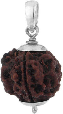 numeroastro Natural & Original 3 Mukhi Rudraksha | Three Faced Rudraksha Pendant With Lab Certificate (White Metal Pendant) (1 Pc) Silver Wood Pendant