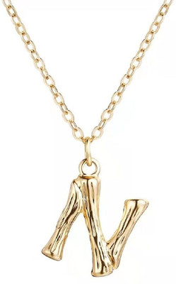 ZIVOM Initial Alphabet Letter N Gold-plated Copper Pendant Set