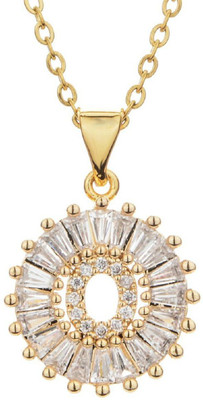 ZIVOM Initial Alphabet Letter O Gold-plated Copper Pendant Set