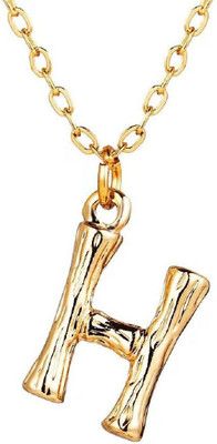 ZIVOM Initial Alphabet Letter H Gold-plated Copper Pendant Set