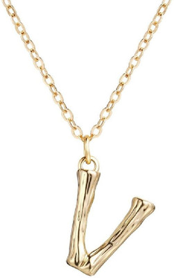 ZIVOM Initial Alphabet Letter V Gold-plated Copper Pendant Set