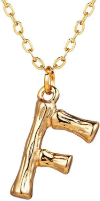 ZIVOM Initial Alphabet Letter F Gold-plated Copper Pendant Set