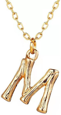 ZIVOM Initial Alphabet Letter M Gold-plated Copper Pendant Set