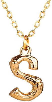 ZIVOM Initial Alphabet Letter S Gold-plated Copper Pendant Set
