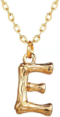 ZIVOM Initial Alphabet Letter E Gold-plated Copper Pendant Set
