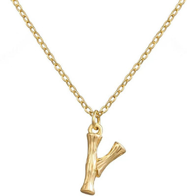 ZIVOM Initial Alphabet Letter Y Gold-plated Copper Pendant Set
