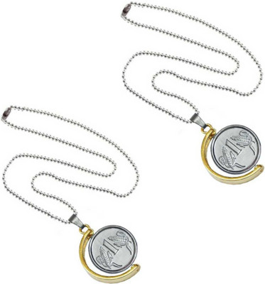 VIANSH Set of 2 Gold & Silver Coin Locket for Boys & Mens Alloy Locket