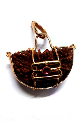 numeroastro Original & Natural 1 Mukhi/One Face Rudraksha With Brass Trinetra Pendant (1 Pc) Brass Wood Pendant